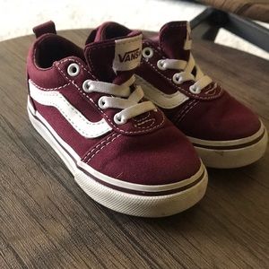Burgundy red vans old skool shoes